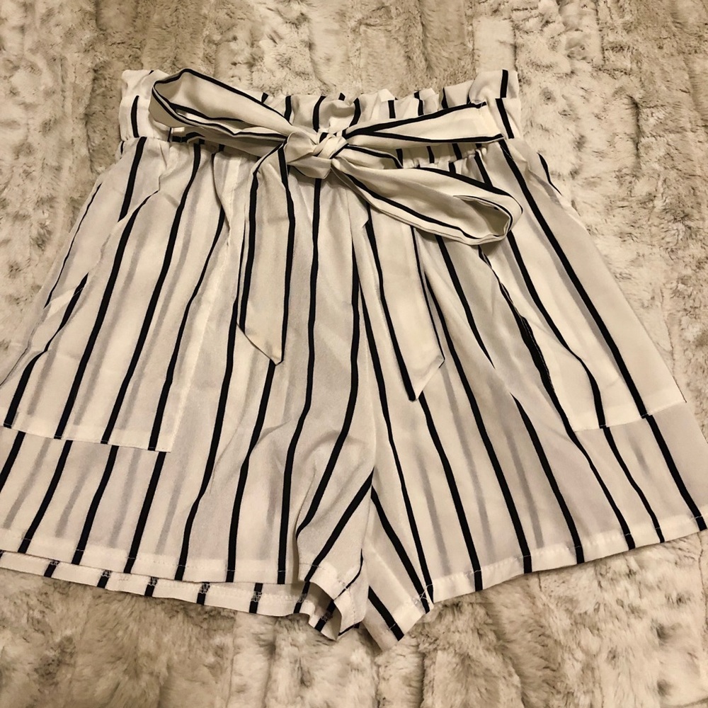 White and black striped shorts!
